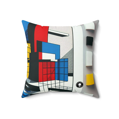 "Techno-Triangles: A Constructivist Exploration of Modern Innovation"- The Alien Spun Polyester Square Pillow Constructivism