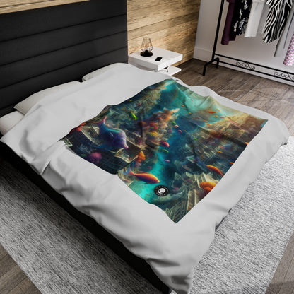 "Coralline City: A Surreal Underwater Wonderland" - The Alien Velveteen Plush Blanket