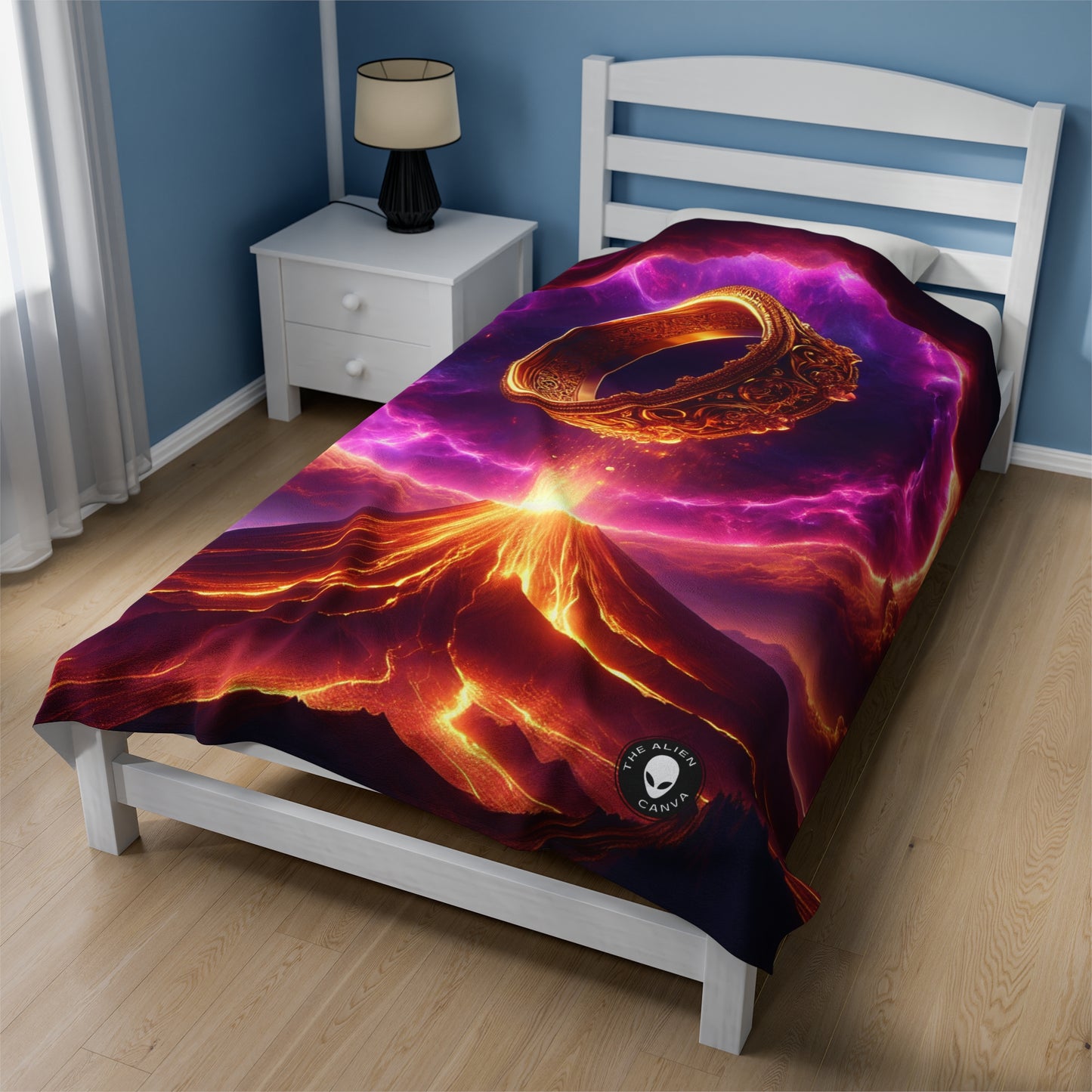 "Ring of Doom: A Surreal Descent." - The Alien Velveteen Plush Blanket