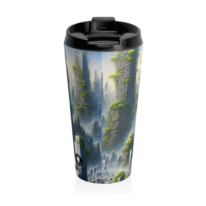 "Biodome Cityscape" - The Alien Stainless Steel Travel Mug