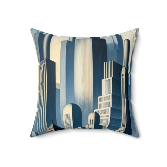 "Modern Metropolis: A Precisionism Perspective"- The Alien Spun Polyester Square Pillow Precisionism