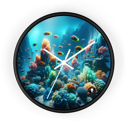 "Neon Reef: una sinfonía surrealista submarina" - El reloj de pared alienígena