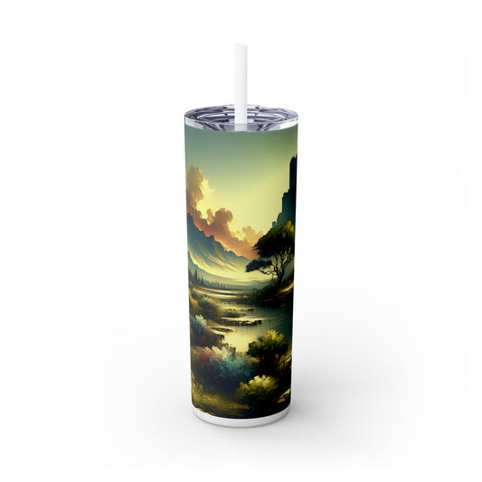 "Nature's Canvas: A Seasonal Land Art Installation" - The Alien Maars® Skinny Tumbler with Straw 20oz Land Art