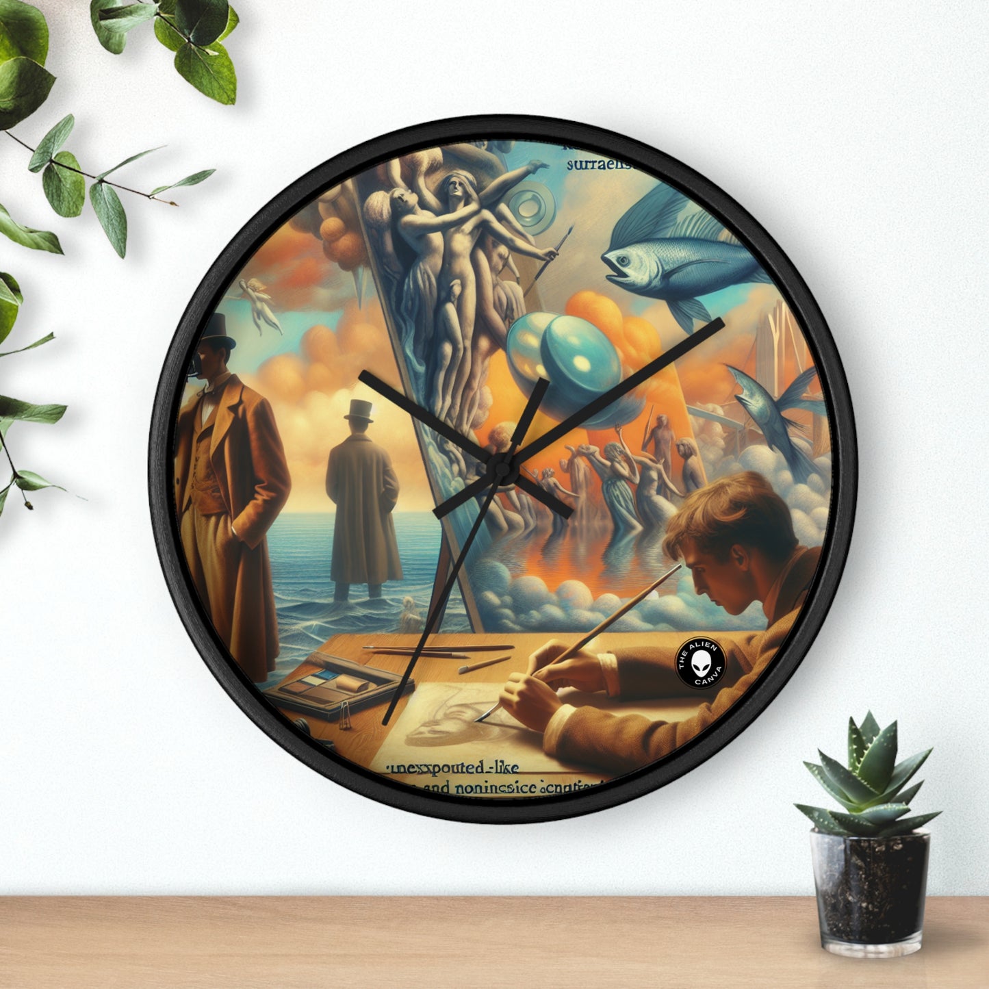 Whimsical Dreams: Defying Gravity in the Celestial Abyss - The Alien Wall Clock Surrealism