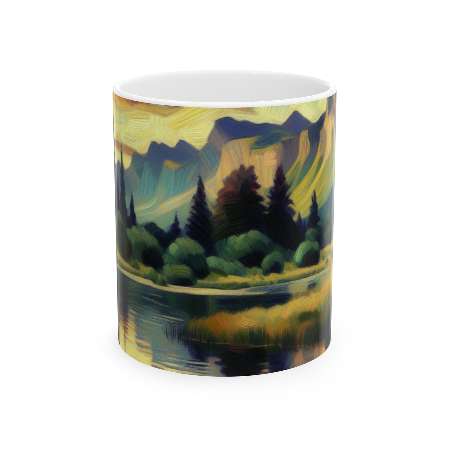 "Dusk in the Countryside: A Vibrant Post-Impressionist Painting" - The Alien Ceramic Mug 11oz Post-Impressionism