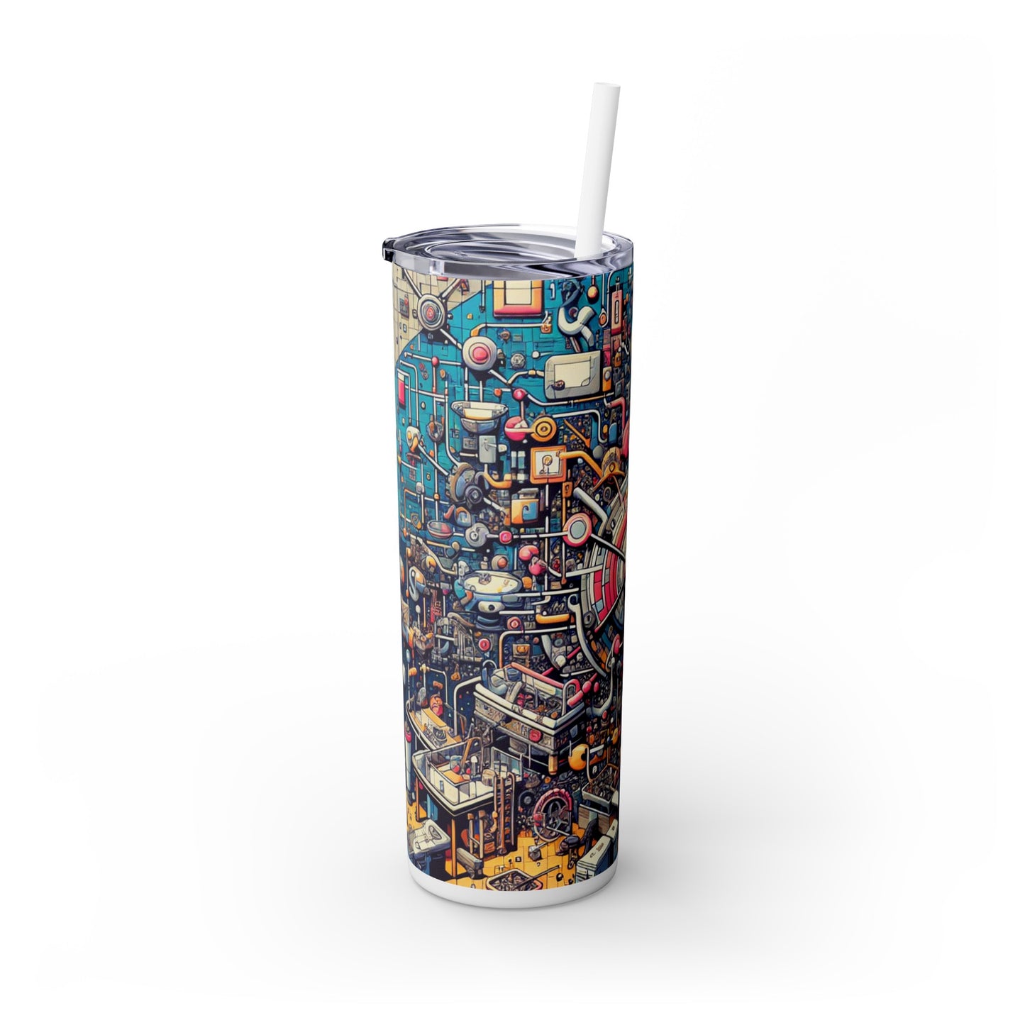 "Connection Points: Exploring Human Interactions in Public Spaces" - The Alien Maars® Skinny Tumbler with Straw 20oz Relational Art