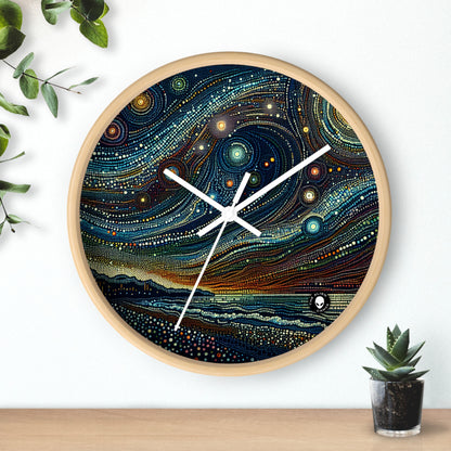 "Starry Dots: A Celestial Mosaic" - The Alien Wall Clock Pointillism