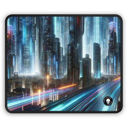 "Neon Nightscapes: A Futuristic City Adventure" - The Alien Gaming Mouse Pad