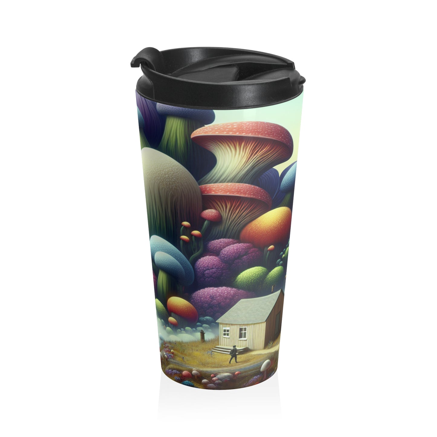 "Giant Flora and Miniature Villages: A Dreamy Wonderland" - The Alien Stainless Steel Travel Mug