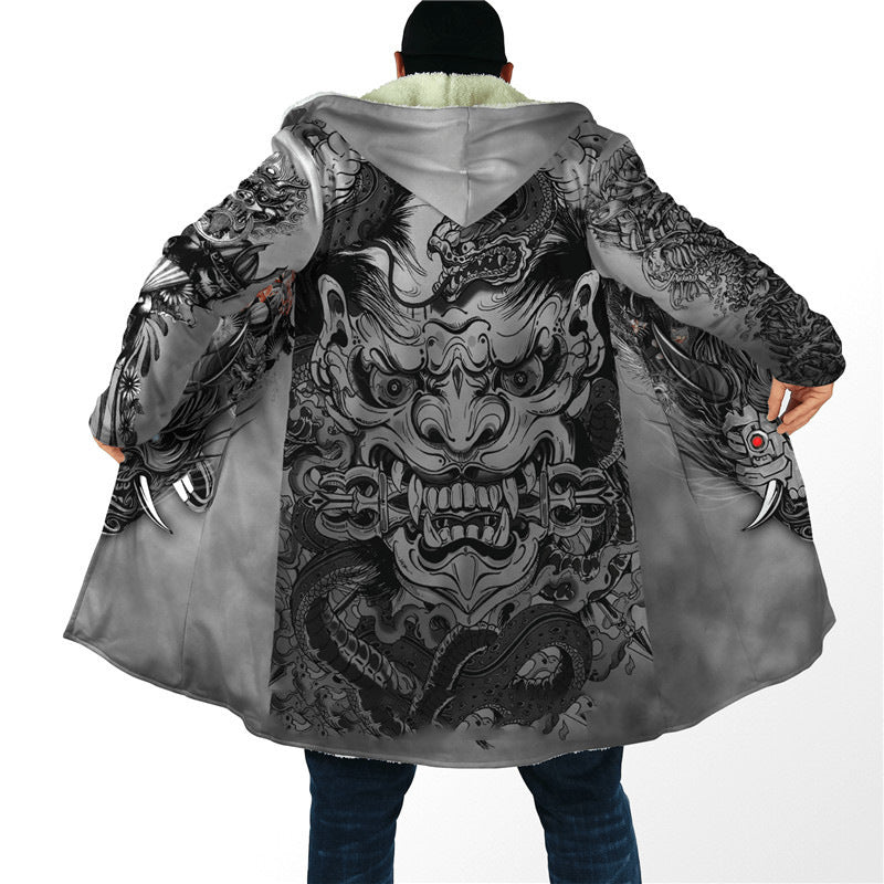 Chaqueta acolchada de algodón con cremallera completa y estampado digital 3D