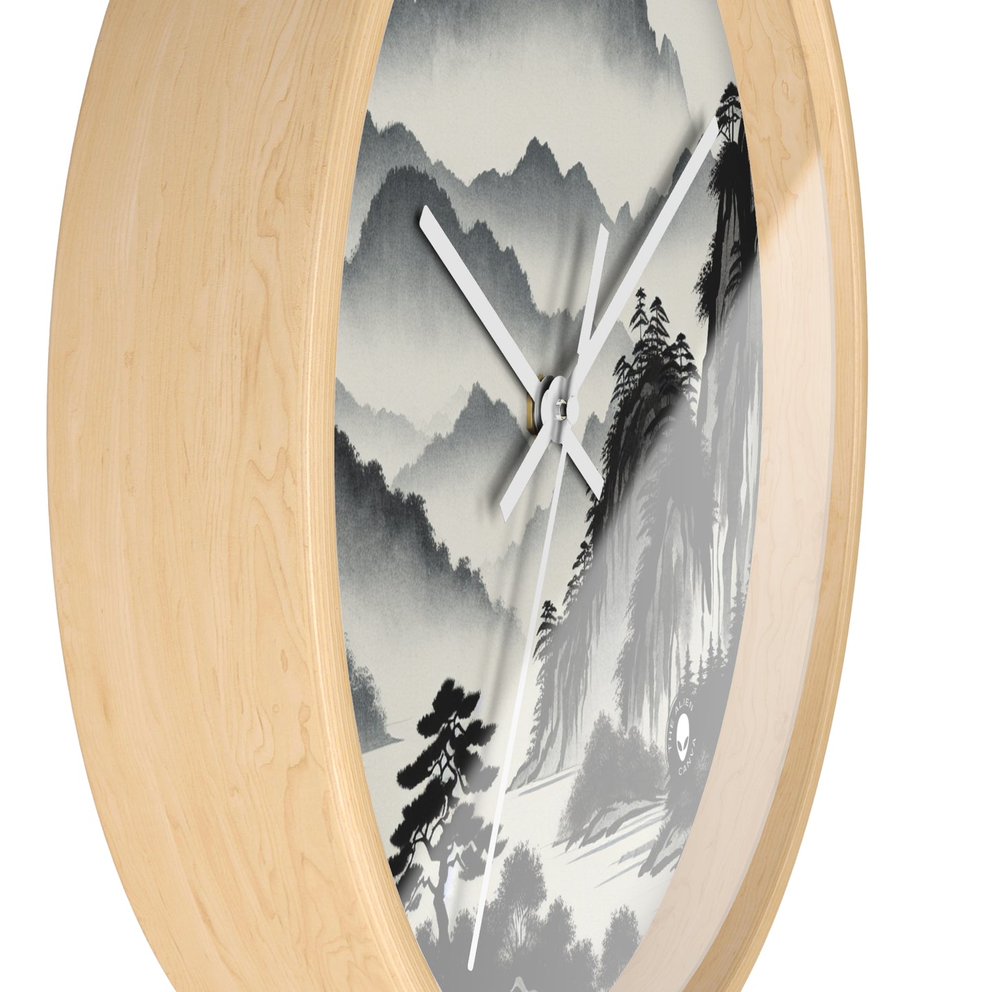 "Harmonious Ink: Capturing the Tranquility of a Zen Garden" - The Alien Wall Clock Ink Wash Painting