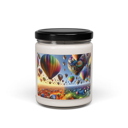 "Horizonte emocional: un paisaje surrealista con globos" - Vela de soja con aroma a alienígena de 9 oz