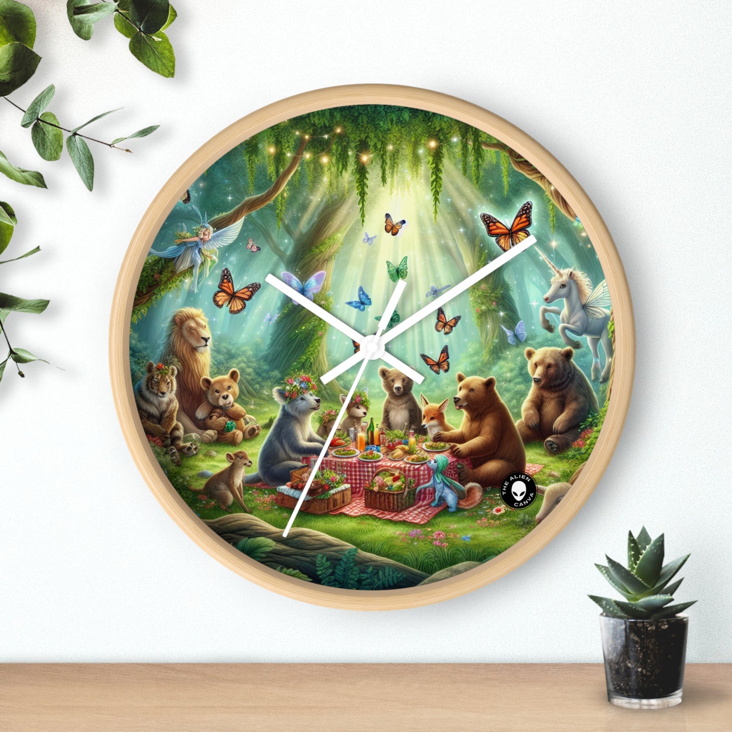 "Enchanted Forest Picnic" - The Alien Wall Clock