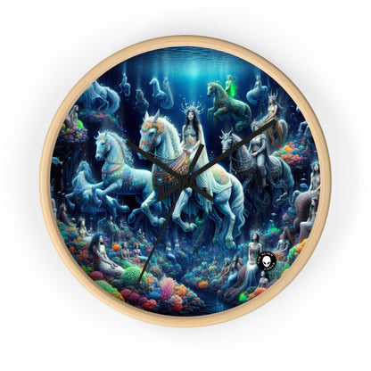 "Enchanted Underwater Realm: Mermaids and Seahorses" - The Alien Wall Clock