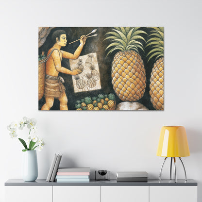 "Récolte d'ananas" - Le style de peinture rupestre Alien Canva