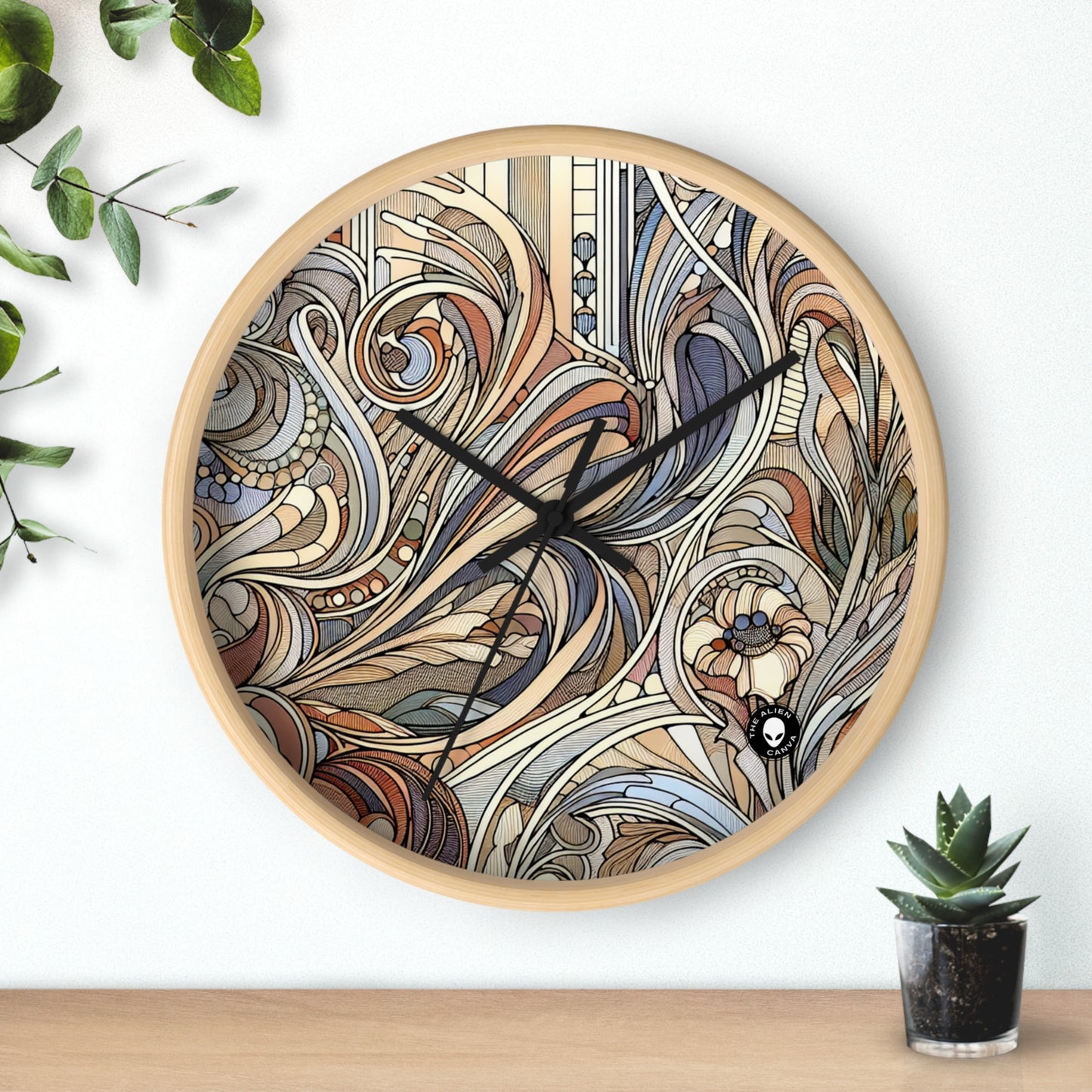 "Nature's Muse: Art Nouveau Woman" - The Alien Wall Clock Art Nouveau