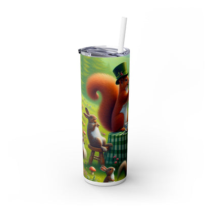 "Fiesta del té en la pradera encantada": vaso estrecho con pajita de 20 oz de Alien Maars®