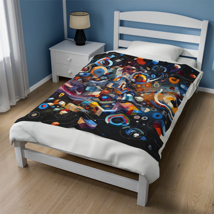 "A Geometric Moment In Time" - The Alien Velveteen Plush Blanket Digital Art