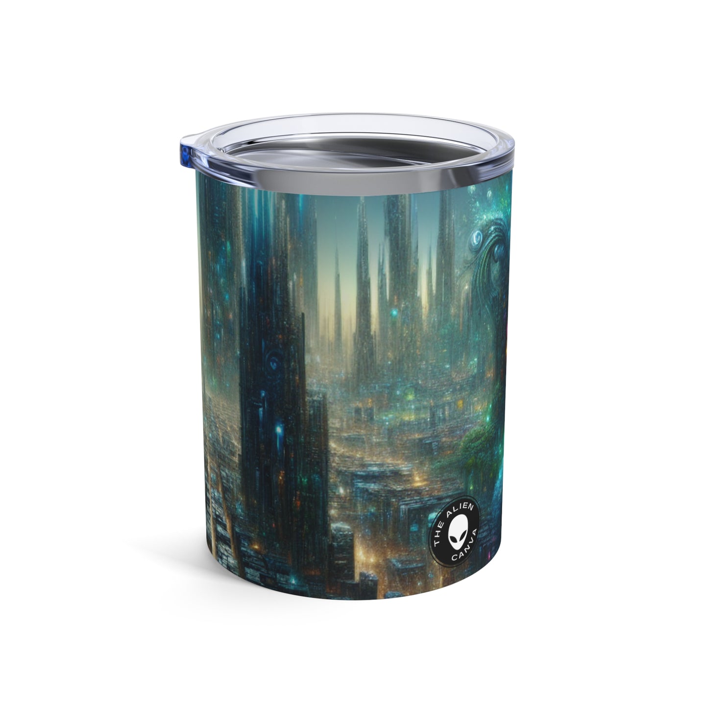 "Neon Oasis: un país de las maravillas urbano futurista" - Vaso Alien de 10 oz