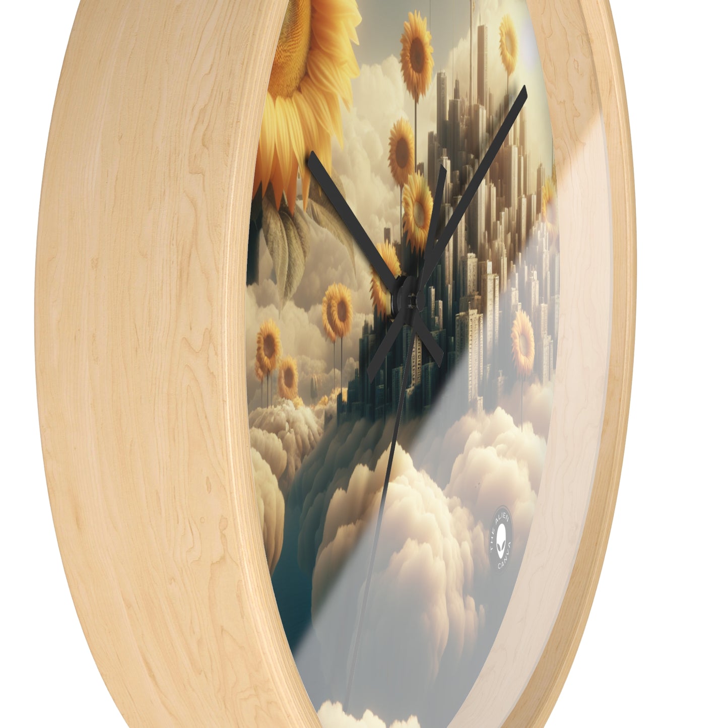 "Ethereal Sky: The City of Clouds and Sunflowers" - The Alien Wall Clock