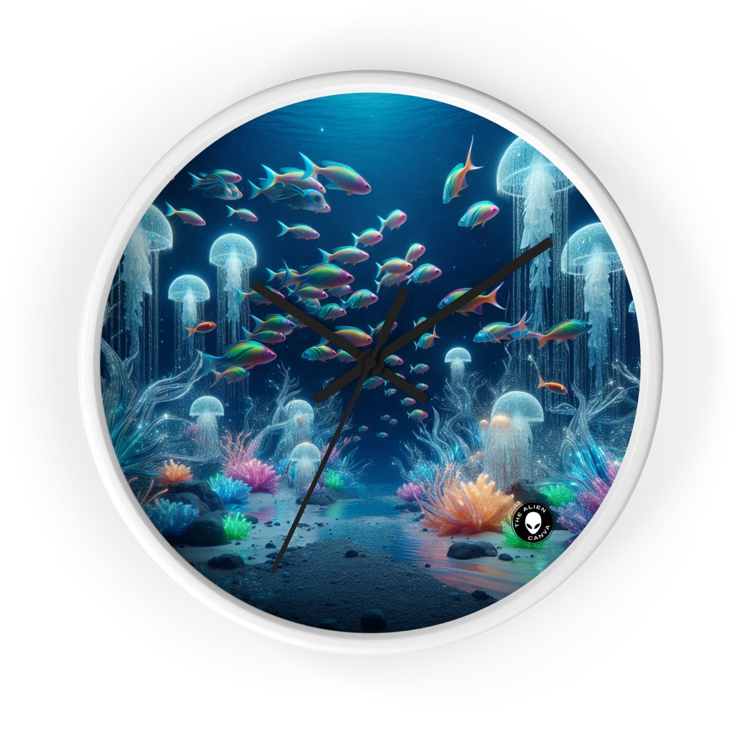 "Neon Dreams: The Underwater Wonderland" - The Alien Wall Clock