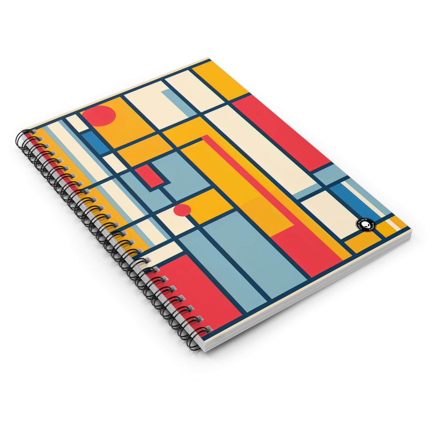 "De Stijl Grid: A Minimalist Color Composition" - The Alien Spiral Notebook (Ruled Line) De Stijl