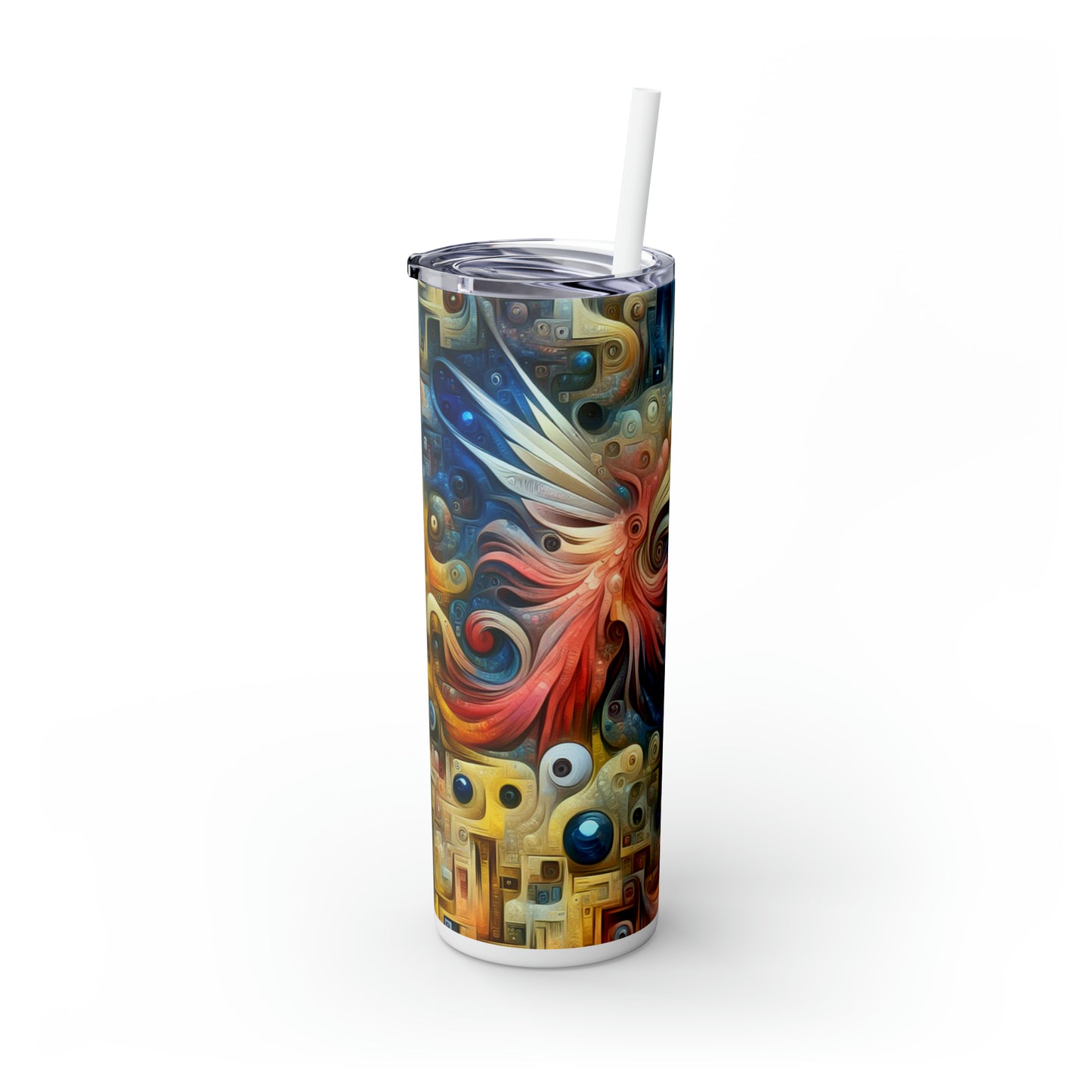 "The Timeless Garden: A Surreal Fusion of Nature and Time" - The Alien Maars® Skinny Tumbler with Straw 20oz Surrealism