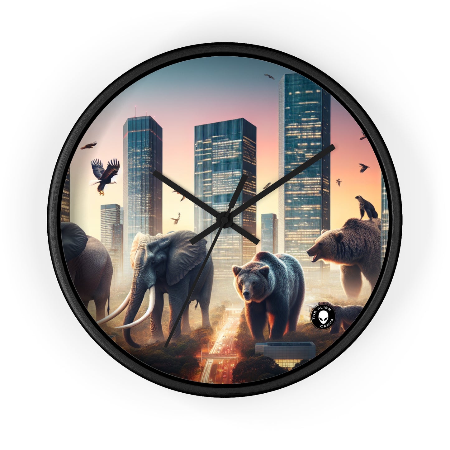 "Urban Zoology: A Surreal Cityscape" - The Alien Wall Clock