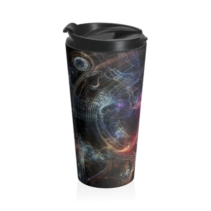 "Nature's Neon Metropolis: A Surreal Fusion of Technology and Greenery" - The Alien Stainless Steel Travel Mug Digital Art