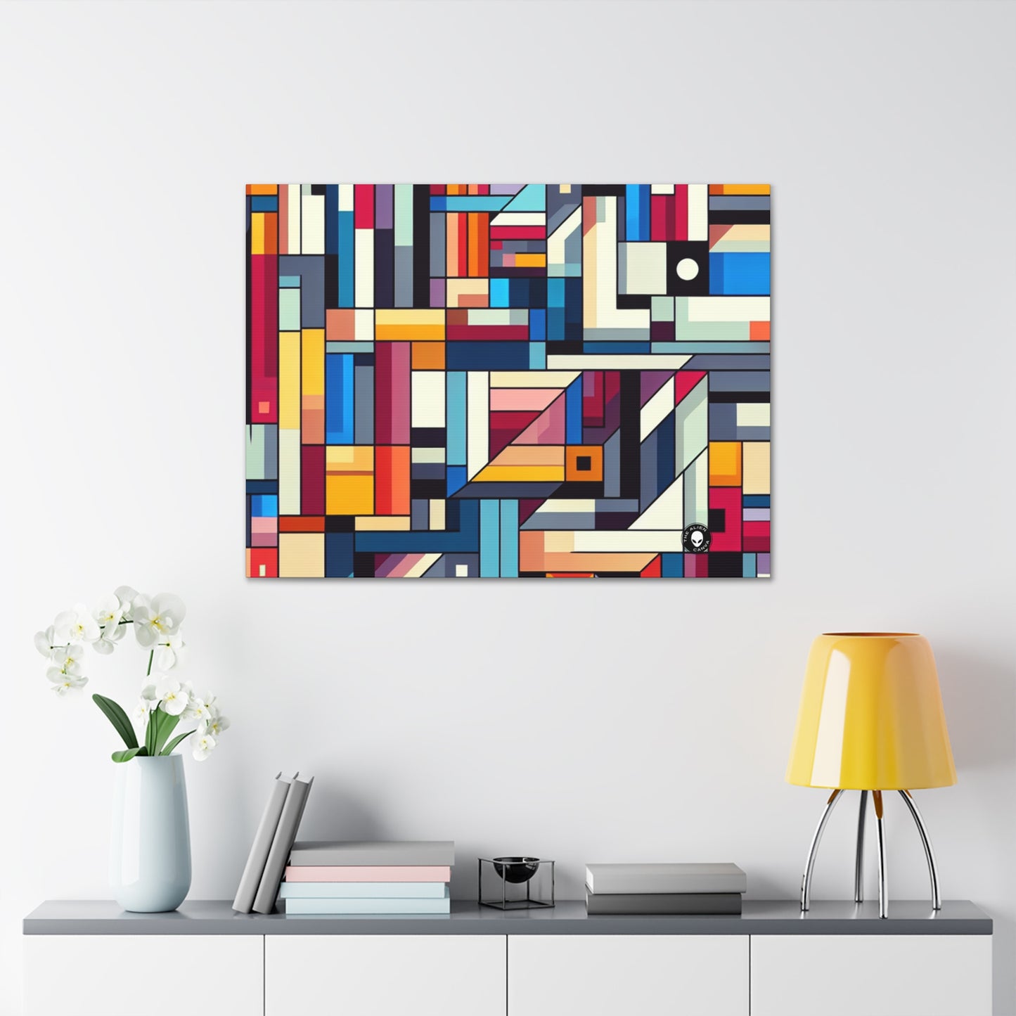 "Futuristic Cityscape: A Geometric Perception" - The Alien Canva Hard-edge Painting