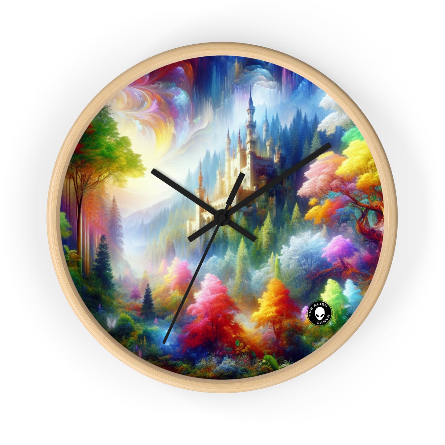 "Glowing Enchantment: The Castle in the Colorful Forest" - The Alien Wall Clock