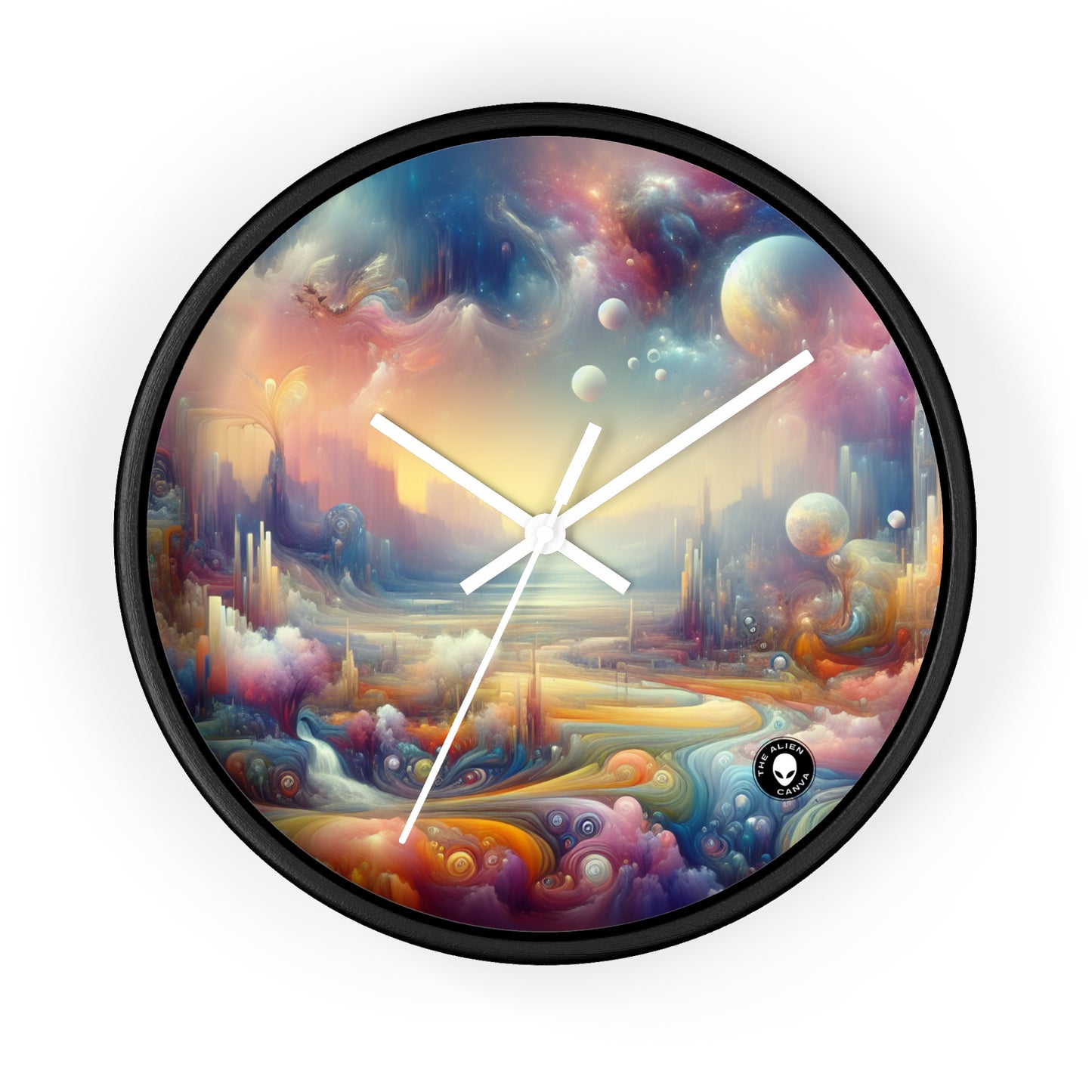 « Délices du paysage onirique : une peinture surréaliste » – L'horloge murale Alien