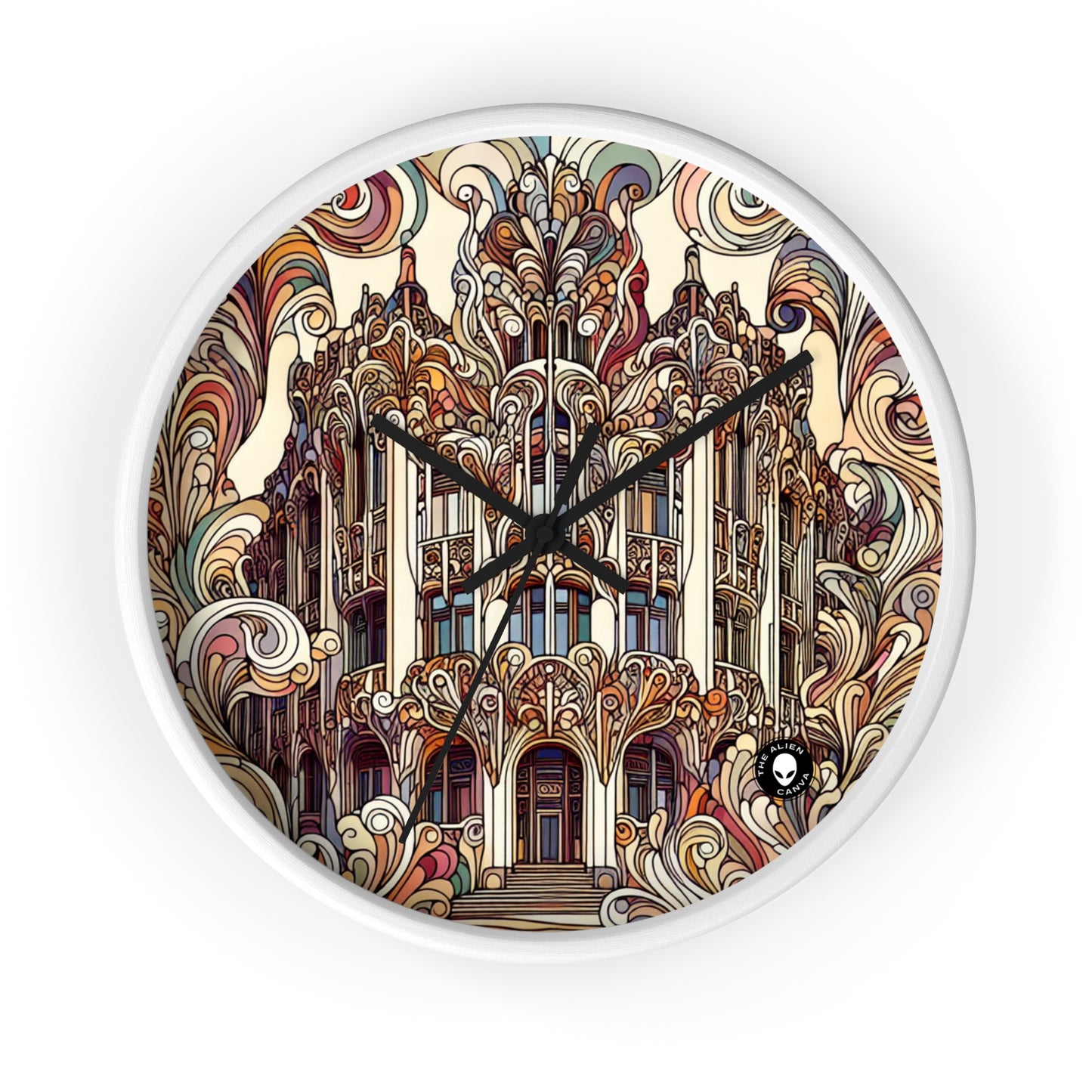 "Estaciones encantadas: Ilustración del bosque Art Nouveau" - El reloj de pared alienígena Art Nouveau