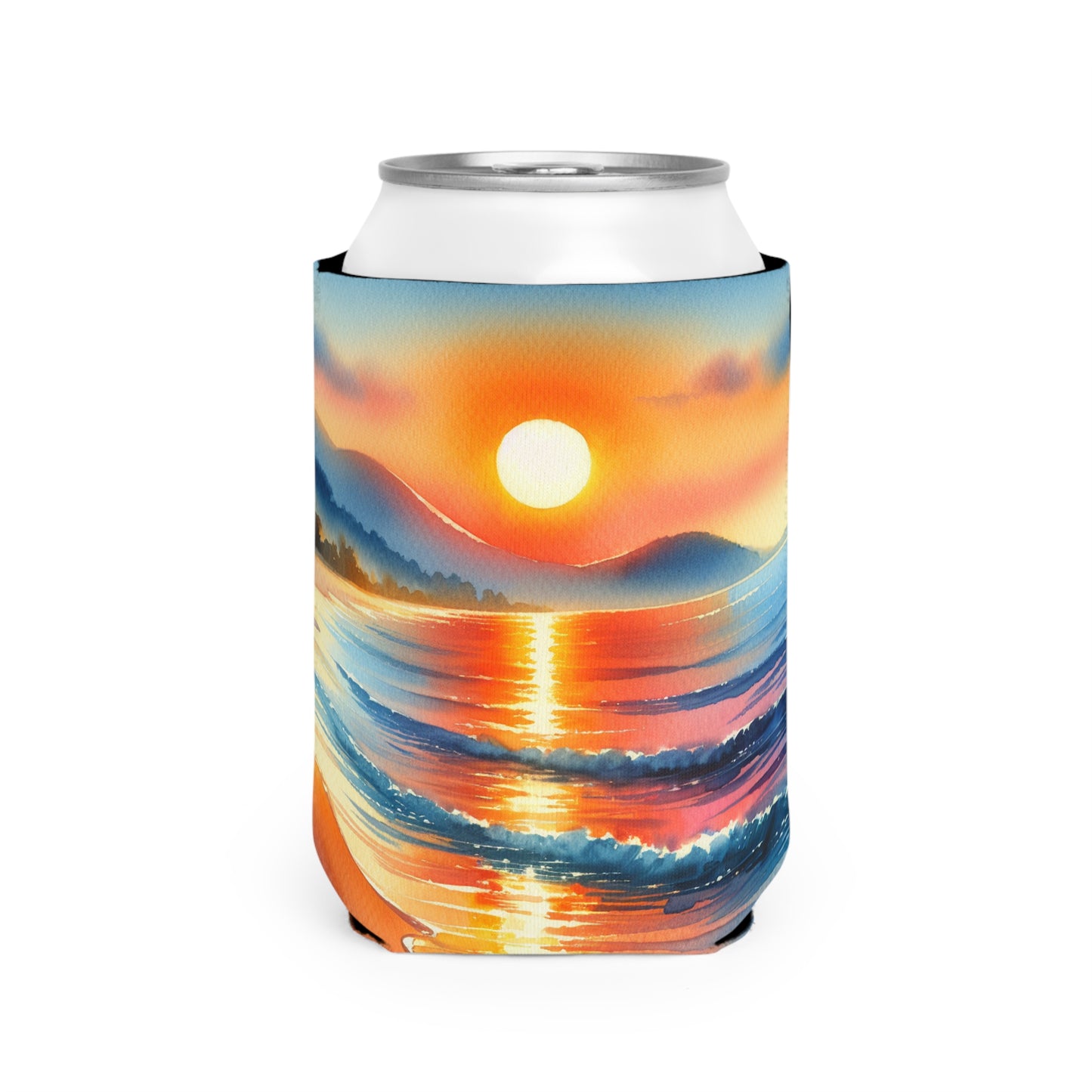 "Amanecer en la playa" - La pintura de acuarela de la manga Alien Can Cooler