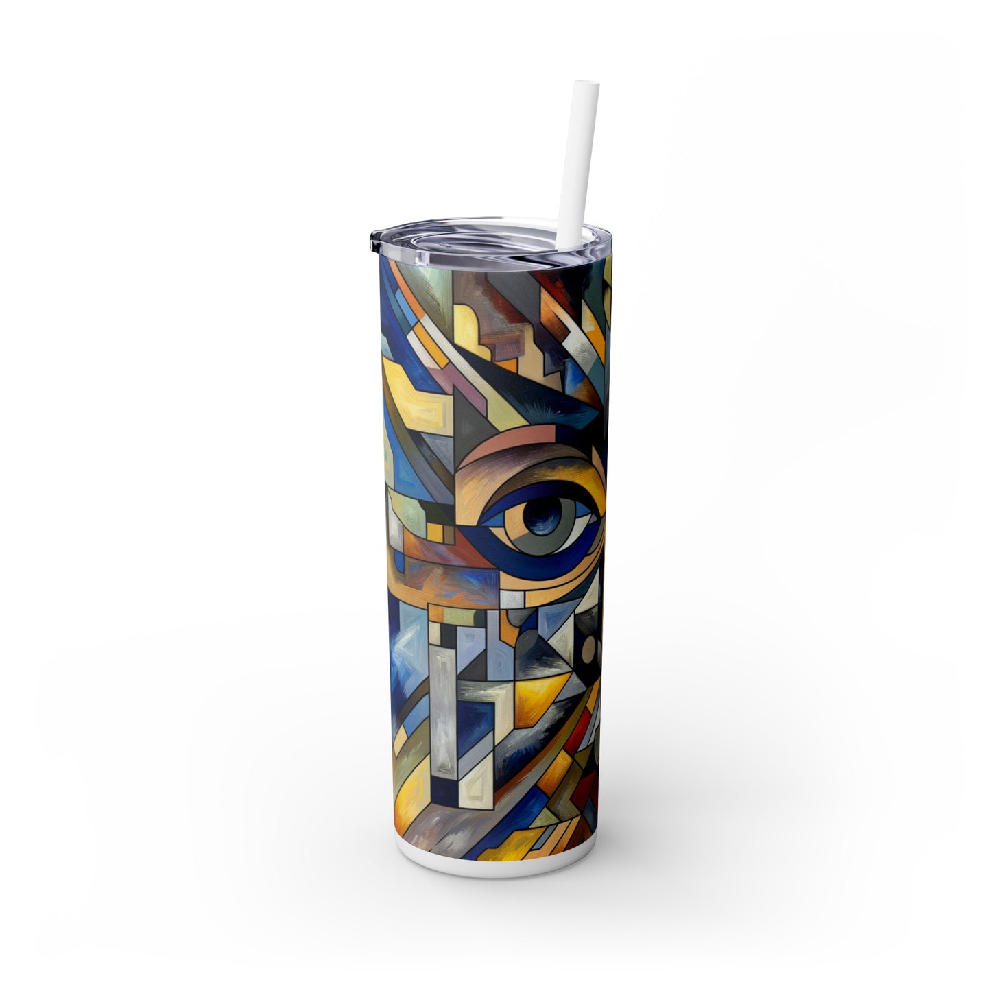 "Urban Fragmentation: An Analytical Cubist Cityscape" - The Alien Maars® Skinny Tumbler with Straw 20oz Analytical Cubism