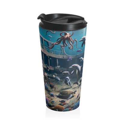 "Fiesta del naufragio: una fiesta de baile bajo el agua" - Taza de viaje de acero inoxidable de Alien