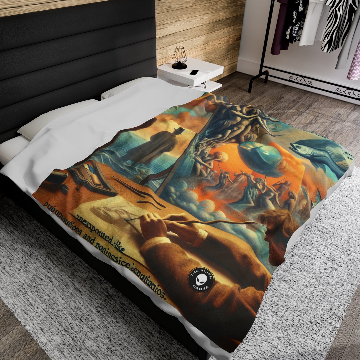 Whimsical Dreams: Defying Gravity in the Celestial Abyss - The Alien Velveteen Plush Blanket Surrealism