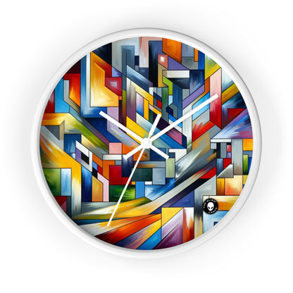 "City Pulse: A Vibrant Nighttime Geometric Journey" - The Alien Wall Clock Hard-edge Painting