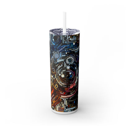 "Deconstructing Power: A Post-structuralist Exploration of Language" - The Alien Maars® Skinny Tumbler with Straw 20oz Post-structuralist Art