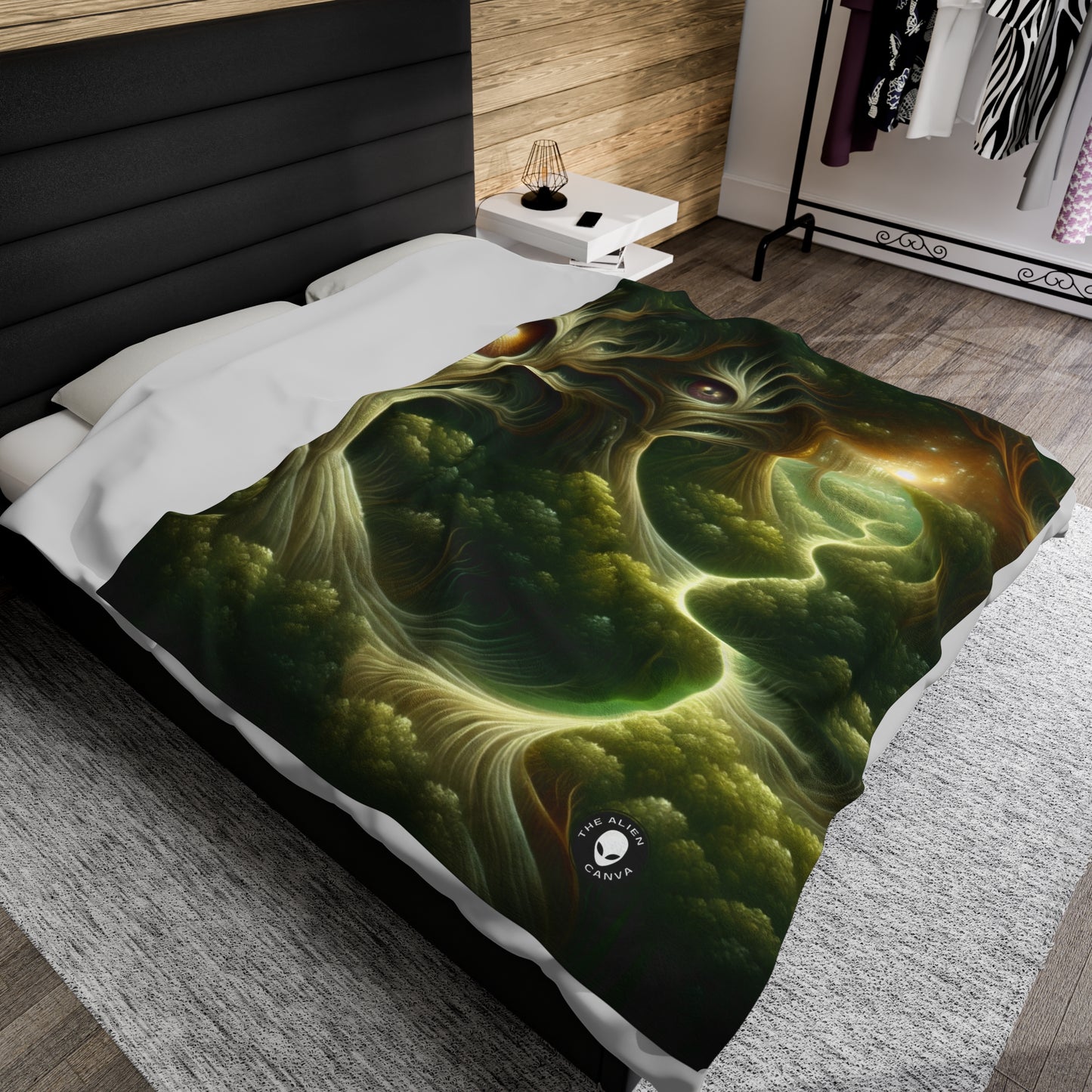 "Watchful Woods: The Path to Enchantment" - The Alien Velveteen Plush Blanket