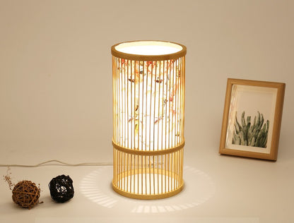 Tea Room Bamboo Woven Table Lamp Study Night Light Adjustable Light Warm Zen Bedside Lamp