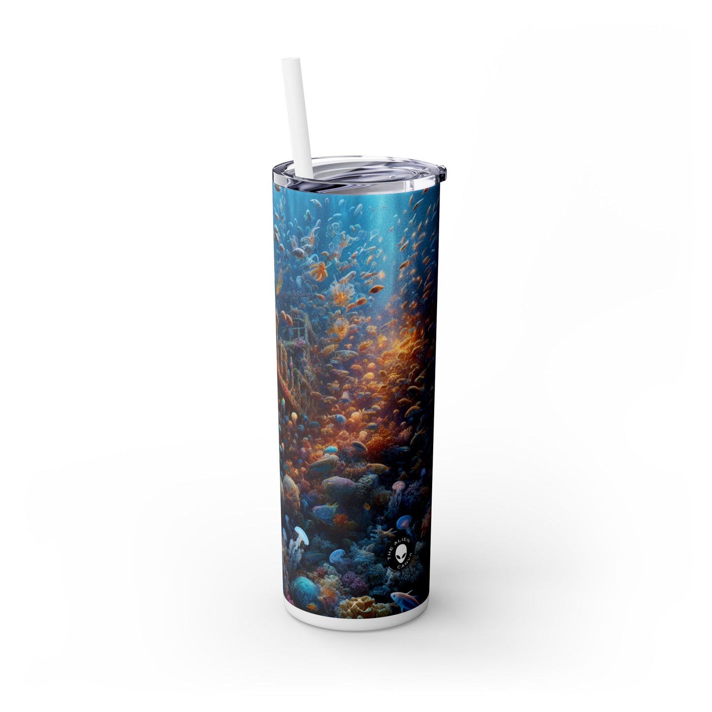 « Monde sous-marin énigmatique » - Le verre fin Alien Maars® avec paille 20 oz