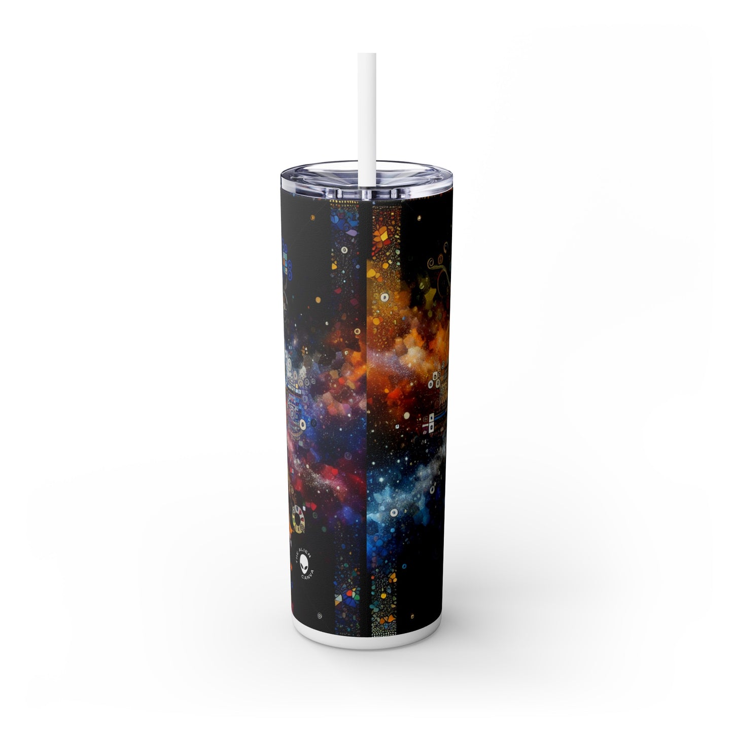 "Art corporel de la nuit étoilée : couleurs vives et traits tourbillonnants" - The Alien Maars® Skinny Tumbler avec paille 20oz Body Art