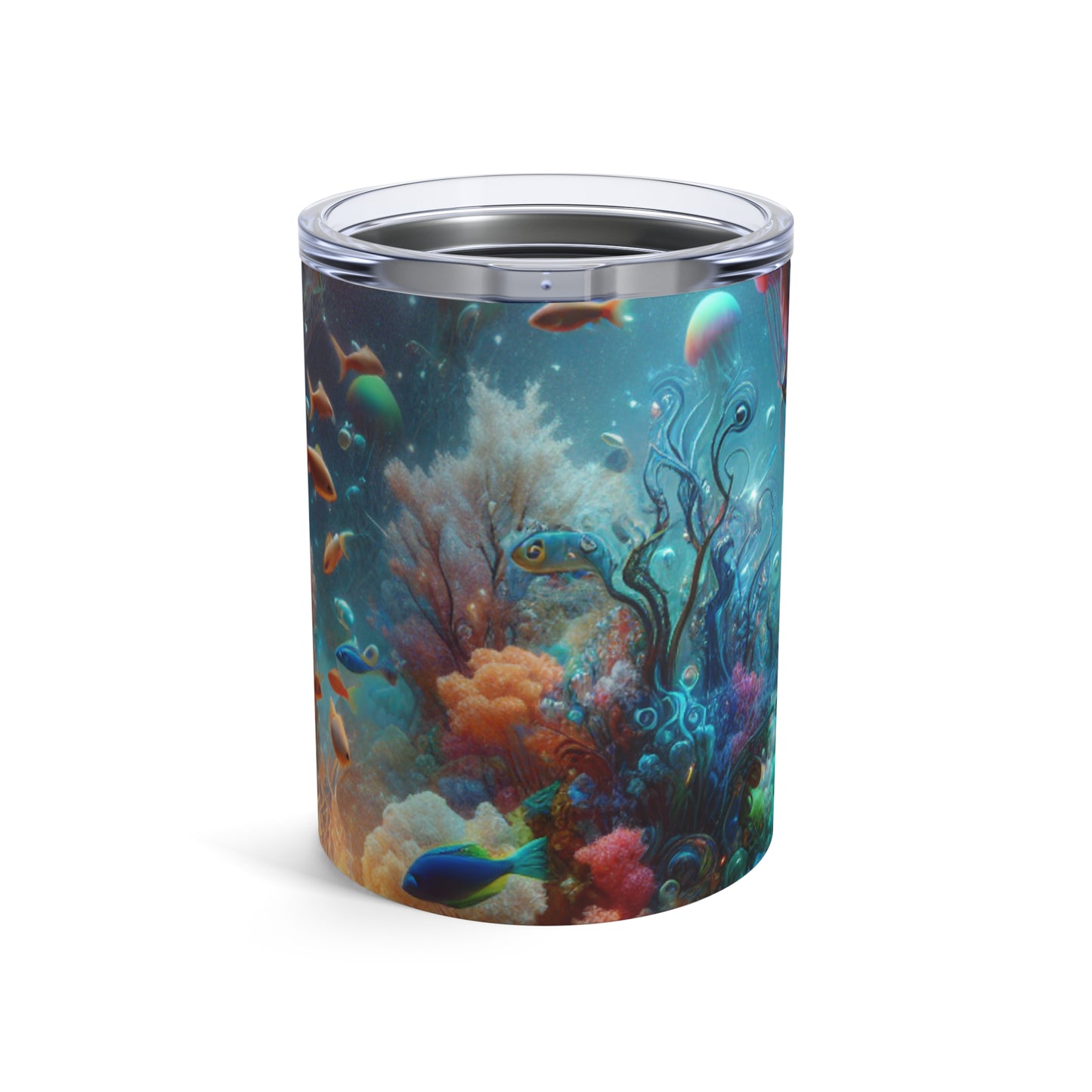 "Los peces de neón bailan en el bosque de corales" - Vaso Alien de 10 oz