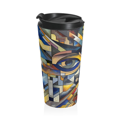 "Urban Fragmentation: An Analytical Cubist Cityscape" - The Alien Stainless Steel Travel Mug Analytical Cubism