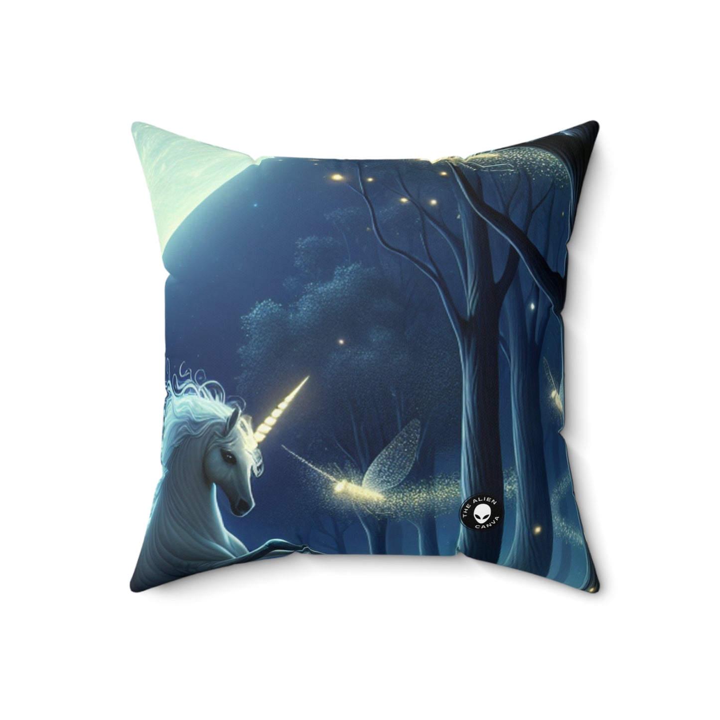 "Enchanted Moonlit Forest"- The Alien Spun Polyester Square Pillow