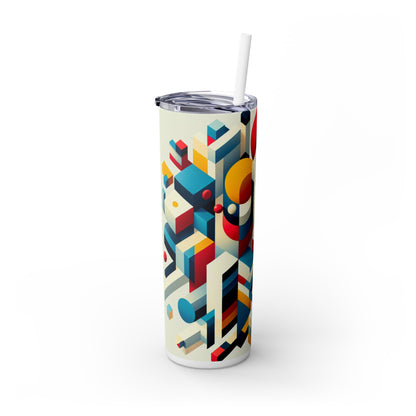 "Harmonious Balance: Geometric Abstract Art" - The Alien Maars® Skinny Tumbler with Straw 20oz Geometric Abstraction