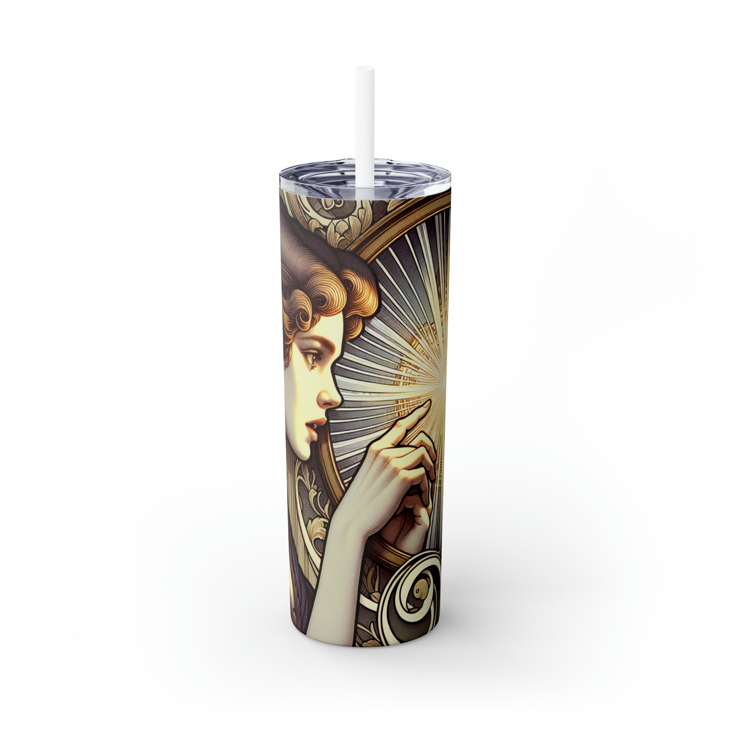 "Reflet de la beauté" - The Alien Maars® Skinny Tumbler avec paille 20oz Art Nouveau