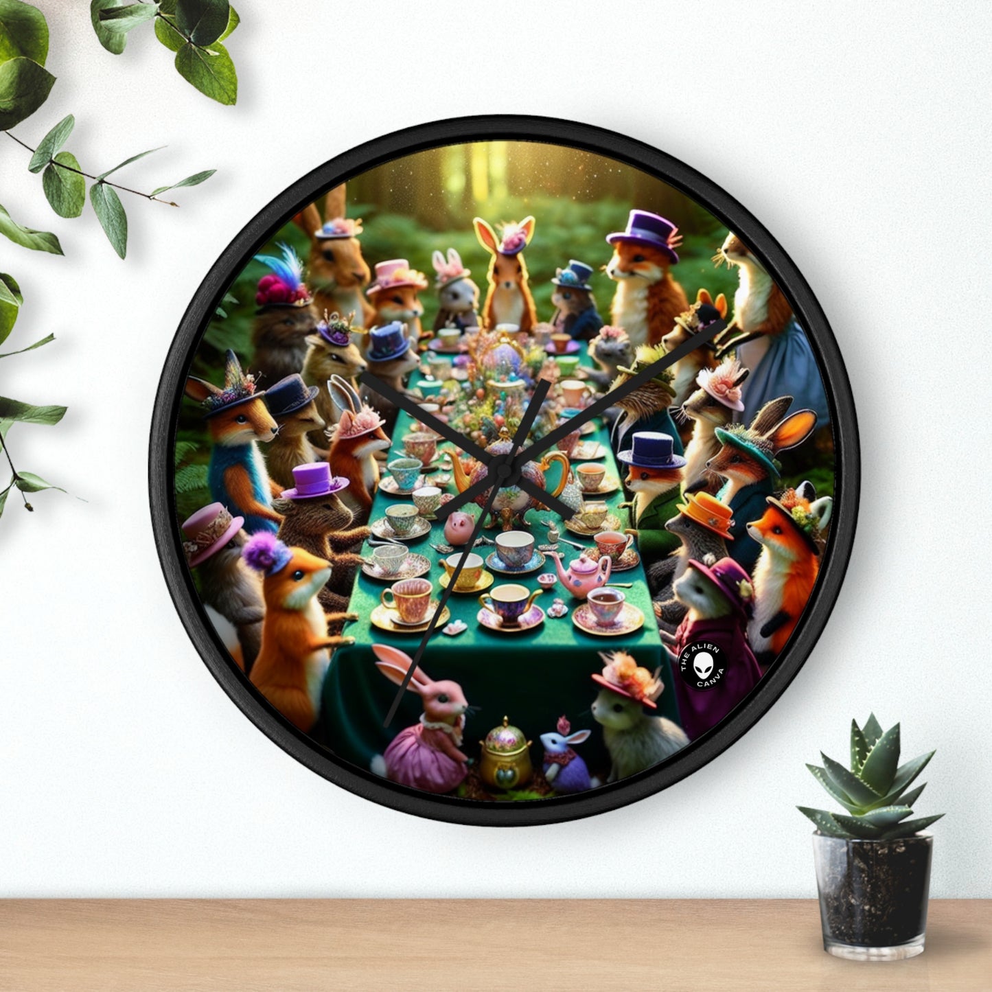 "Enchanted Tea Party in the Forest" - The Alien Wall Clock