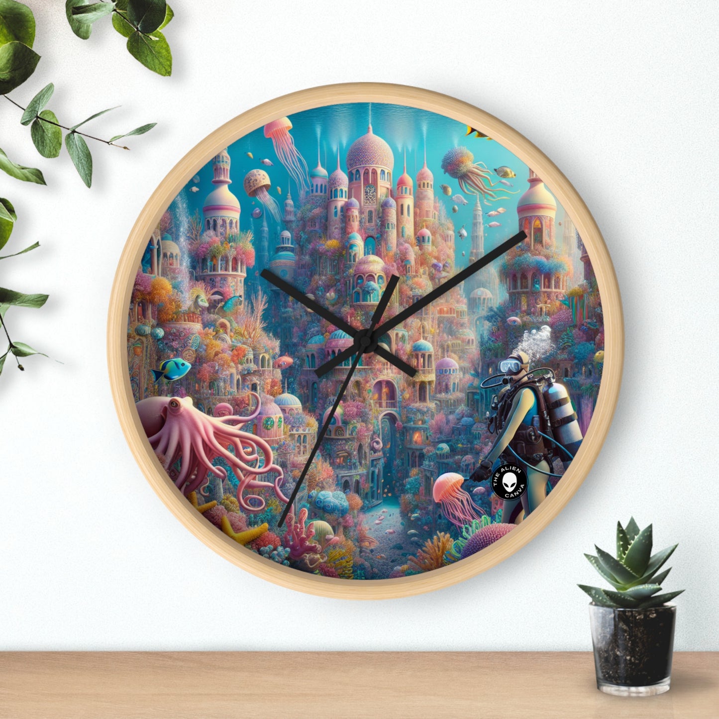 "Treasure of the Deep: A Fantastical Underwater City" - The Alien Wall Clock